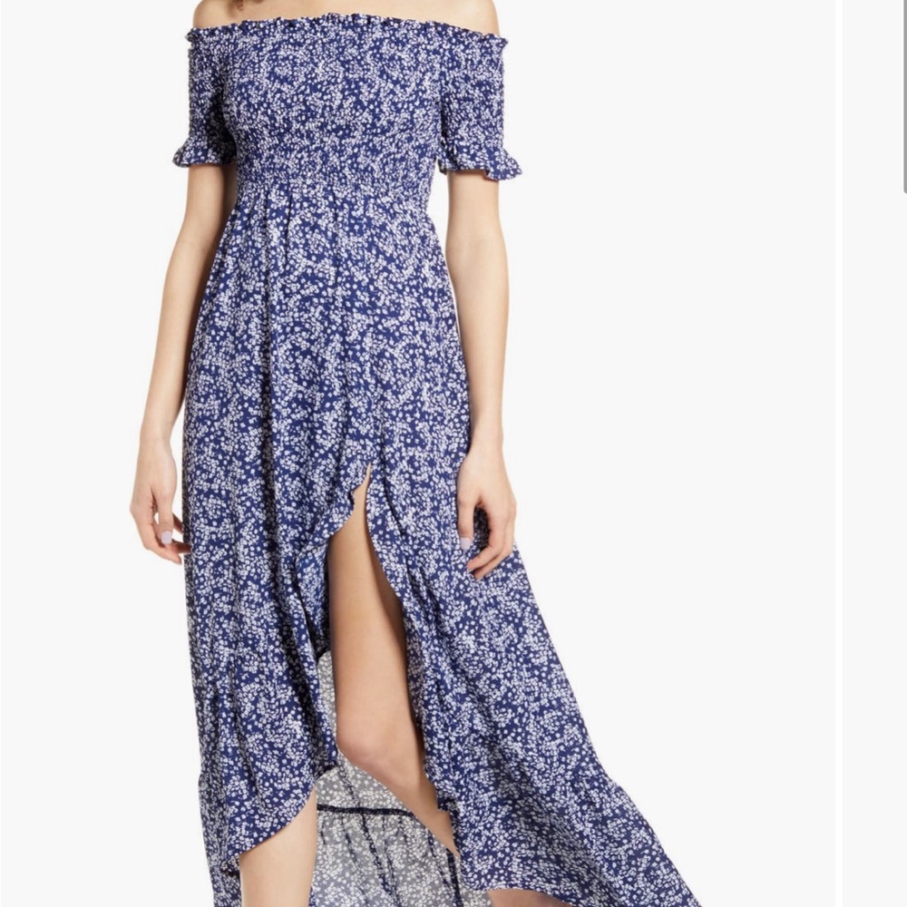 Lulus Fleur-Tation Off the Shoulder High/Low Dress